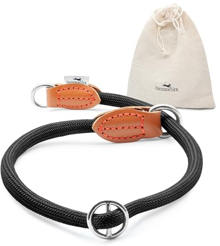 FREUDENTIER Zugstopp Halsband Hunde - Retriever Halsband - Hundehalsband Zugstopp für kleine, mittelgroße & große Hunde (Schwarz, XS)
