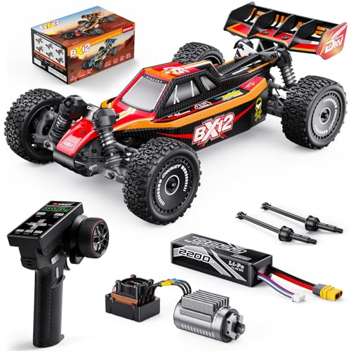 DIKAVEY 1/12 Brushless RC Cars for Adults,Remote Control Car for Fast Max 42 MPH 4X4 High Speed Racing RC Buggy with 3S 2200 mAh Battery,Fast Off-Road RC Truck, Suitable as Giftfor Beginner-Red