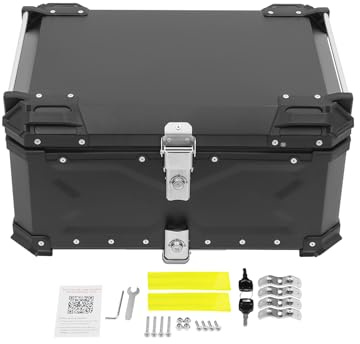 Brride Motorradkoffer 65L große Kapazität Wasserdicht Motorrad Top Box Motorrad Heckbox mit Sicherheitsschloss, Topcase Gepäckträger (65L)