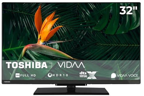 Toshiba Fernseher 32 Zoll Smart TV VIDAA Full HD Fernseher HDR Smart TV mit Triple-Tuner, LED TV 32LV3F63DAZ (2026)
