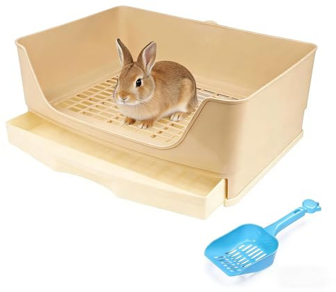 Rabbit Litter Box Toilet with Drawer and Scoop, Large Pet Potty Trainer