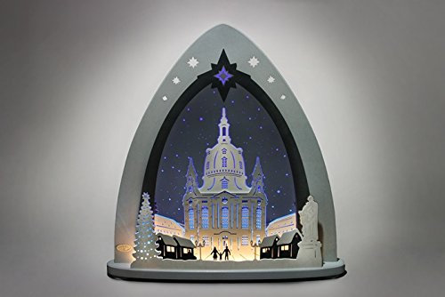 Lichterspitze Dresdener Frauenkirche Länge ca 52cm NEU Schwibbogen Lichterbogen LED Sachsen Elbe August der Starke Semper Oper Erzgebirge Seiffen Glas Plexiglas