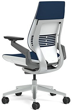 Steelcase Gesture Office Chair - Cogent Connect Blueprint Upholstered Wrapped Back Platinum Metallic Frame Medium Seat Light Seagull Seat/Back Dark Merle Arms (Light/Light) Hard Floor Caster Wheels