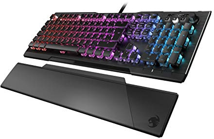 Roccat Vulcan 121 (UK Layout) Mechanical PC Gaming Keyboard, Tactile Titan Switch, Per-Key AIMO RGB Lighting, Anodized Aluminum Top Plate and Detachable Palm/Wrist Rest, Black