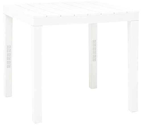 vidaXL Gartentisch Terassentisch Esstisch Campingtisch Balkontisch Beistelltisch Gartenmöbel Tisch Garten Weiß 78x78x72cm Kunststoff