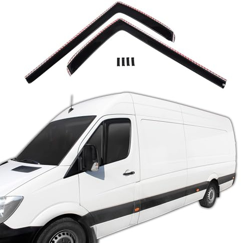 J&J AUTOMOTIVE GD Déflecteurs d'air et de Vent pour Volkswagen Sprinter W906 2006-2018, Ensemble 2pcs, Teintés, Avant et Arrière, Aérodynamique