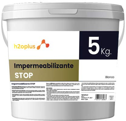 h2oplus Peinture d'étanchéité Imperméabilisante STOP BLANCHE 5 kg (4,15 L) · Peinture anti humidité · Produit 100% NATUREL à base d'eau, SANS ODEUR aux solvants chimiques
