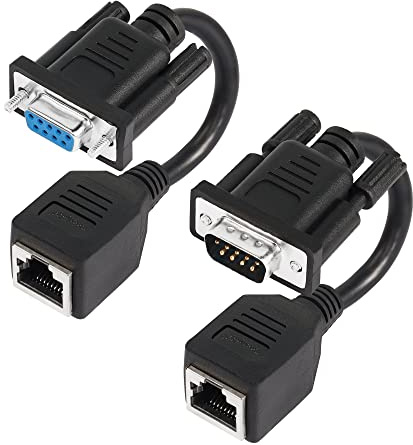GINTOOYUN 2 PZ Adattatore da DB9 a RJ45 Adattatore DB9 da 9 Pin Seriale Maschio Femmina a RJ45 Femmina Compatibile con Cavo di Rete CAT5/CAT5e/CAT6 per Computer Desktop,PDA ecc