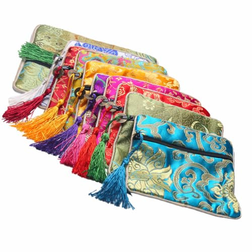 OFFSCH 10pièces Lot Pochettes Brocart Style Chinois pour Bijoux de Rangement Asiatique Mixte pour Bracelets Colliers et Petites Décorations Couleur Aléatoire Style Aléatoire