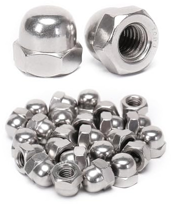 QXSKSLH 50 Pieces 1/4-20 Acorn Hex Cap Dome Head Nuts, 304 Stainless Steel 18-8, Bright Finish