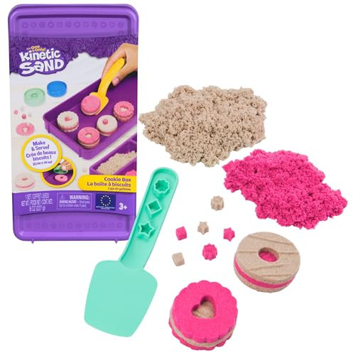Kinetic Sand Cookie Box - mit 227 g magischem Sand in 2 Farben und 3 Zubehörteilen für kreatives Indoor-Sandspiel, für Kinder ab 3 Jahren