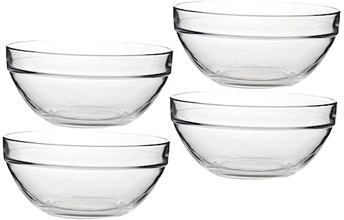 JEWEDECO Bols En Verre Multifonctions 4 Pcs Petits Ramequins En Verre Résistant à Haute Température Pour Desserts Et Pudding Fourniture Cuisine Maison Empilables