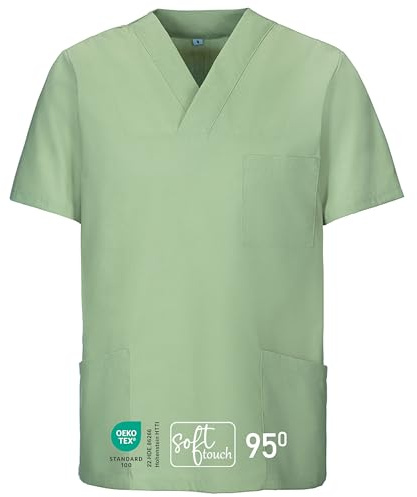 EXNER Medizinischer Schlupf-Kasack, OP-Kasack, Unisex, für Krankenpflege, Altenpflege, Farbe sage, Größe 7XL