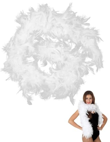 FDCGAS 1 pcs federboa weiß - Federschal Kostüm Länge ca120 cm, Karneval, Halloween, Fasching, Kostüm, Theater, Mottoparty