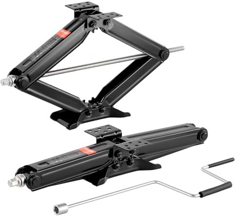 VEVOR Gatos de Tijera de 4082 kg para Vehículos Recreativos, 2 uds, Gato Estabilizador Resistente con Manivela, Nivel de Burbuja y Enchufe, no Se Dobla ni Deforma Fácilmente, 665 x 180 x 103 mm