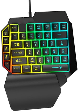 NUOBESTY Clavier Gamer Main Mécanique Portable Rétroéclairé RGB Compact Et Léger Contrôle Main pour Jeux à Domicile
