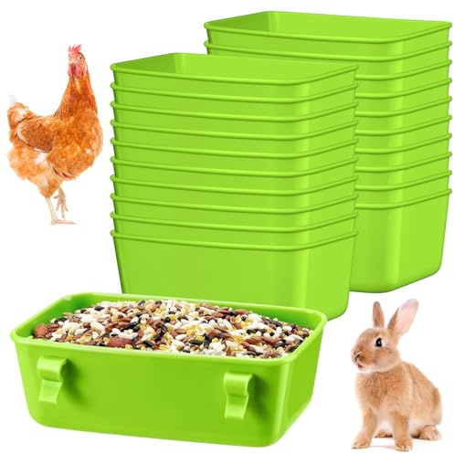 Zhehao 20 Pcs Cage Feeder Cups 16 oz Chicken Poultry Waterer, Light Green