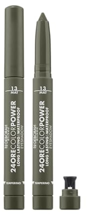 Deborah Milano - Ombretto 24 Ore Color Power Waterproof in Stick, 13 Military Green, Texture No Transfer ad Alta Sfumabilità e Pigmentazione, Dona Intensità Long Lasting allo Sguardo, 3 gr
