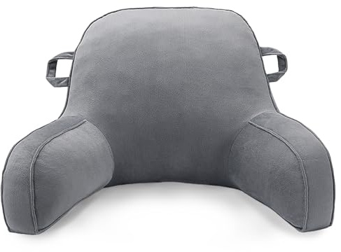 LiveGo Reading Pillow for Kids, Velvet Back Support Cushion for Sitting Up in Bed Adults, Kids Cuddle Cushion with Arms & Backrest Support Pillow for Teen Boys Girls Reading Bed Rest