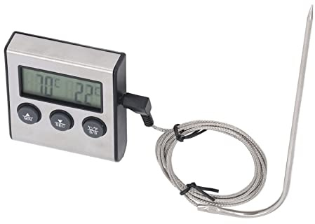Generic Ugnstermometer, Digital Termometer för Kompakt Kött i Rostfritt Stål för Matanvändningens Stöd Från Magnetbänk med Rutnätstimer