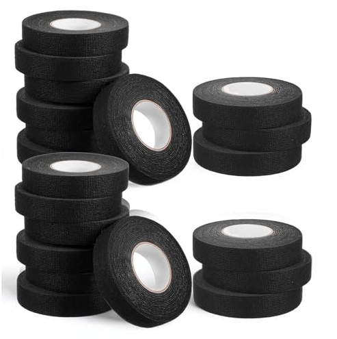 Ckhoid 20Pcs Wiring Harness Tape, High Temp Wire Cable Loom Self-Adhesive Fabric Tape, Fiber Fabric Electrical Tapes for Electrical Automotive Engine Harness Wrap Protection (3/4 Inch x 50-Feet)