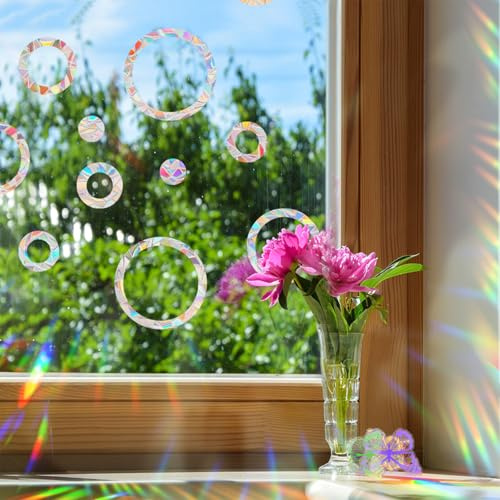 58 Unidades Pegatinas Para Ventanas De Prisma,Protección Contra Impactos De Aves Para Pegatinas Atrapasueños,Vinilos Para Cristales Anticolisión,Patrón De Anillos Y Círculos