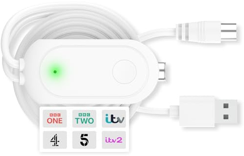 TV Booster Aerial Amplifier for Indoor TV Reception, USB Powered Aerial Booster, Signal Booster Aerial Amplifier Compatible with Smart TVs, Compact Antenna Booster, 1m USB Cable & 0.3m Lead
