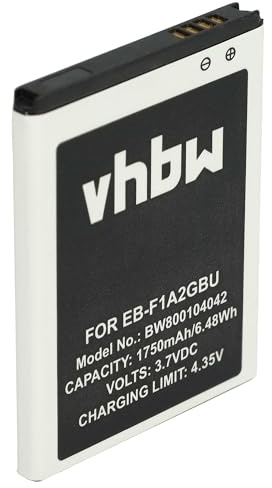 vhbw Akku kompatibel mit Samsung Galaxy S2 GT-i9100, S2 GT-i9101, S2 GT-i9108 Handy Smartphone Telefon (1750 mAh, 3,7 V, Li-Ion) - Ersatz für EB-F1A2GBU, EB-F1A2