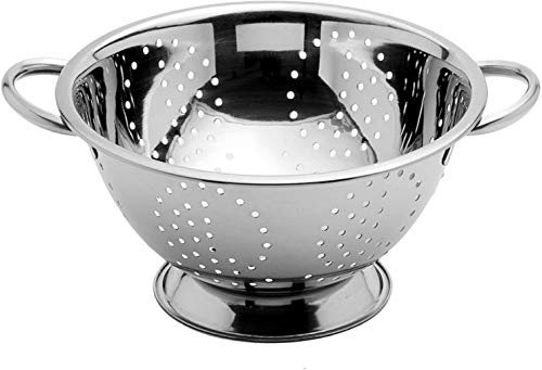 Space Home - Passoire de Cuisine - Passoire Cuisine avec Poignées et Base - Tamis Cuisine avec Poignée - Filtre pour Nouille, Riz, Pates, Légumes - Acier Inoxydable - Argenté - Diamètre 24 cm