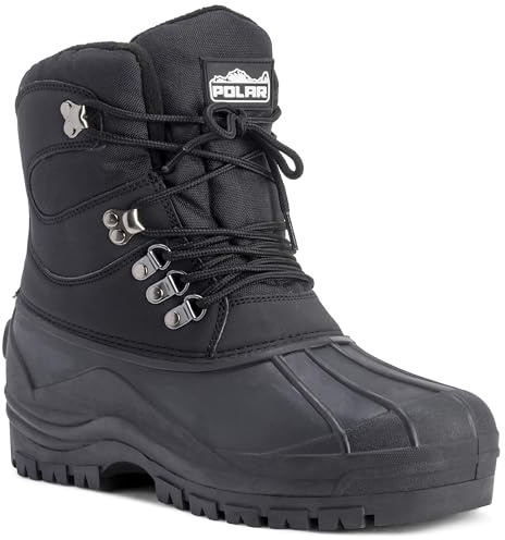 POLAR Mens Snow Waterproof Duck Hiking Bean Hiker Walking Short Ankle Boots - Black - US13/EU46 - YC0439