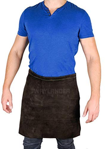 Waylander Welding Leather Waist Apron Heat Flame Resistant Heavy Duty Bib Dark Brown (18x18)