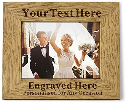 Personalised Photo Frame Laser Engraved Photo Frame 4X6 Personalised Picture Frame 5X7 Perssonalised Gifts for Wedding Mothers Day Fathers Day Christmas with Any Text (Landscape, Personalised Text)