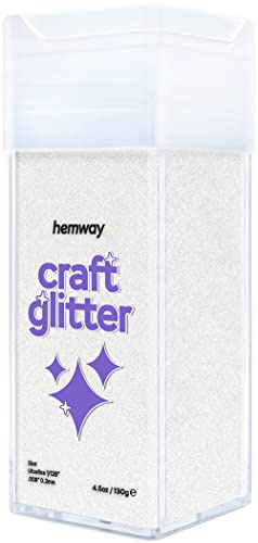 Hemway Craft Glitter Shaker White Iridescent 130g Ultrafine | for Resin & Epoxy Crafts, Christmas Art Supplies, Nail, Body, Face, Eye, Festival, Crafting, Slime, Sparkle