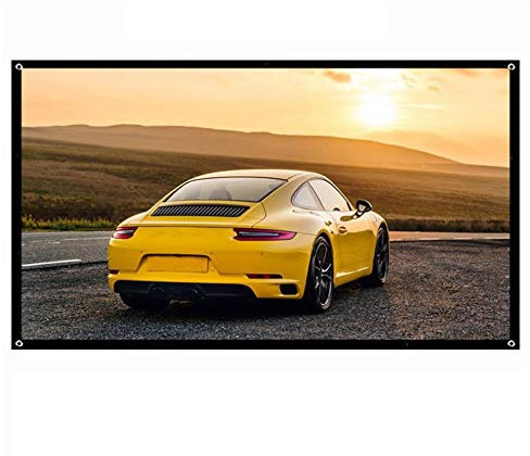 Tonysa 16:9 Folded Projection Screen, Wall Mounted Polyester HD Anti-Crease Portable Projector Movies Curtain Indoor and Outdoor Projector Movies Screen for Outside Home Theater(70in)