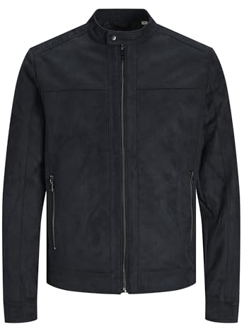 JACK & JONES Jjewarner jacka Noos konstläderjacka för män, jet svart, M