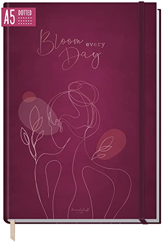 paper&you® Bullet Journal dotted A5 mit Gummiband Bloom every day 156 Seiten, Notizbuch gepunktet, Tagebuch - nachhaltig & klimafreundlich