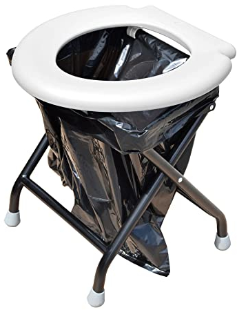 24ocean Mobile Klapptoilette Set Weiß WC Klo Camping, Gestell Schwarz, 6 Einweg Beutel