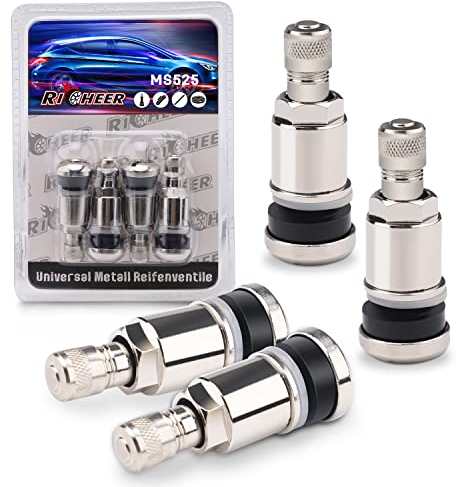 Richeer 4 Stück Silber Metall Ventile Messing Universal Ventil Felgenventile 11,3 mm