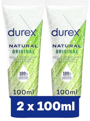 Durex Gels Lubrifiants Naturels Hydratants - Base Eau Original - Lot de 2 x 100 ml