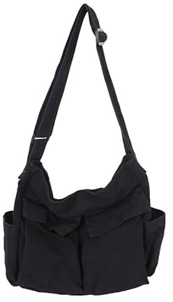 Canvas Messenger Bag Large Crossbody Bag with Multiple Pockets Canvas Shoulder Tote Bag for Women and Men