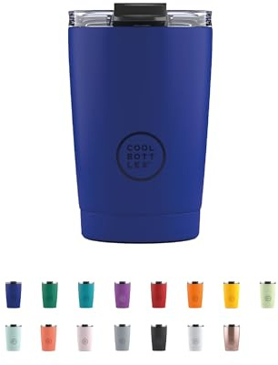 Cool Bottles - Tumbler - Bicchiere Termico in Acciaio Inossidabile - 330 ml - Vivid Blue - Tazza da Caffè - Coperchio Ermetico - Bevande Fredde 10 ore e Calde 5 ore - Finitura Antimacchia