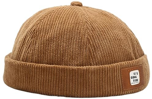 DURINM Cotone Cappellino da Portuale Uomo Retro Cotone Docker Hat Cappello Senza Visiera Berretto da Portuale Uomo Donna Berretto Docker Regolabile Cuffed Brimless Hat