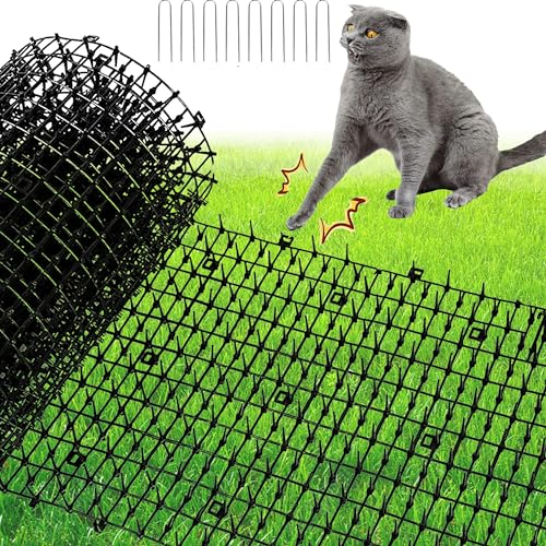 XFLYP Pinchos Anti Gatos, 200 * 30CM Evita Que Las Mascotas se Acerquen, Alfombrilla de Plástico con Pinchos con 8 Clavijas Repelente para Disuasión para Animales Protección de Plantas de jardín
