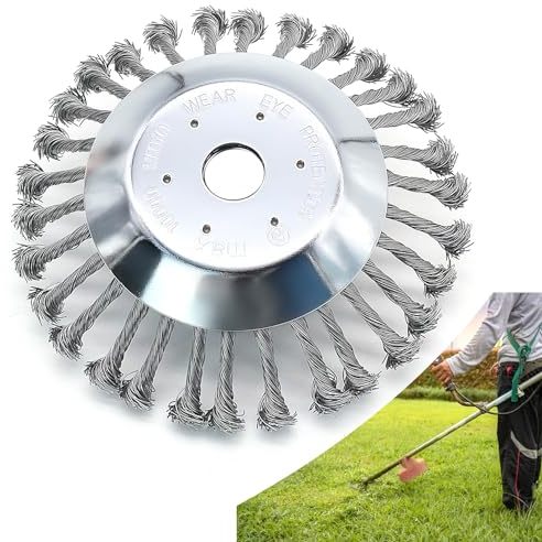 Spazzola per Decespugliatore 200 x 25,4mm, Testina Decespugliatore Giardino in Acciaio, Filo Solido Annodato Erba Spazzola per Erbacce, Può Rimuovere Efficacemente Erbacce, Muschio
