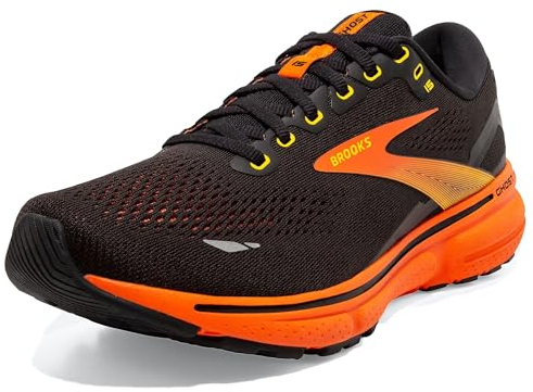 Brooks Herren Ghost 15 Sneaker, Schwarz Gelb Rot, 48.5 EU