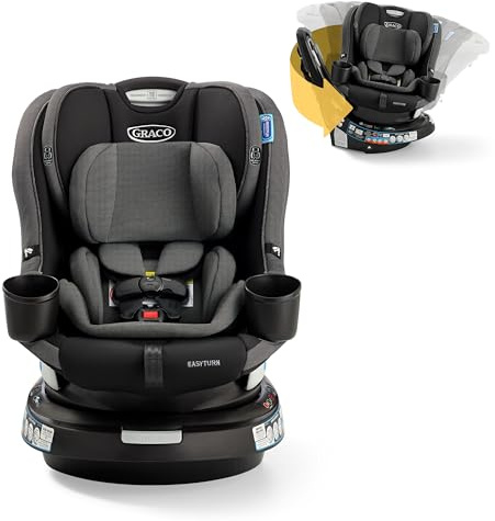 Graco EasyTurn 360 2-in-1 Rotating Convertible Car Seat, 360 Degree Rotating Infant to Toddler Rotating Car Seat, 2 Modes Rear and Forward Facing, Slim Design, Cyran