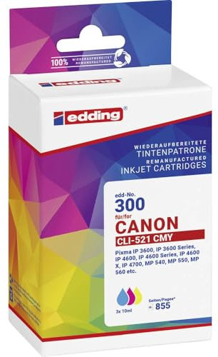 edding Druckerpatrone ersetzt Canon CLI-521CMY Kompatibel Kombi-Pack Cyan, Magenta, Gelb EDD-300 18-300-01