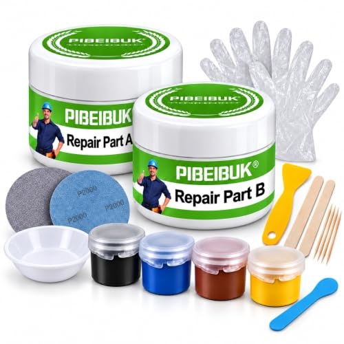 PIBEIBUK Surface Repair Kit for Tubs, Tiles, Countertops - Fixes Chips, Cracks, Scratches, Holes (Fiberglass, Porcelain, Stone, Acrylic)