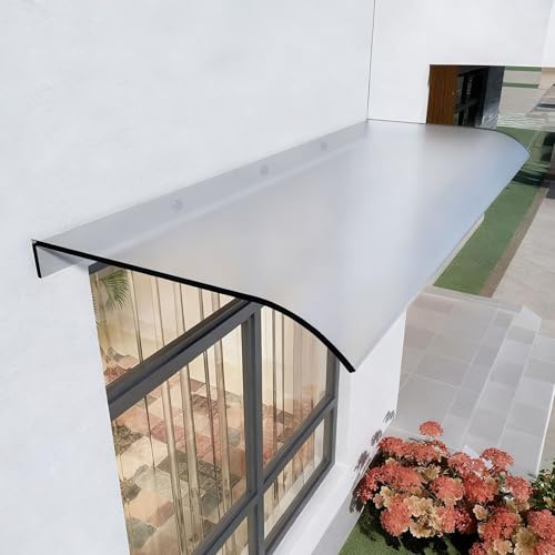 Marquesina Puerta Exterior en Policarbonato - Tejadillo de Exterior con Placas Transparentes, Protector Lluvia para Puertas y Ventanas (3.5mm Grosor)