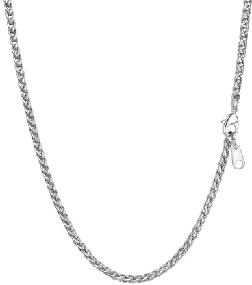 PROSTEEL Collana Uomo Donna Catena Grano Catena Ricambio per Pendente, Larga 3 mm, 75CM Lunghezza, Acciaio Inossidabile, Argento (Confezione Regalo)